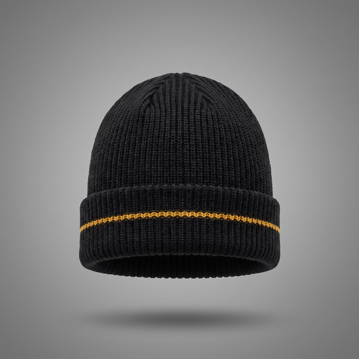 Men's Classic Streetwear Ribbed Beanie in black, front view